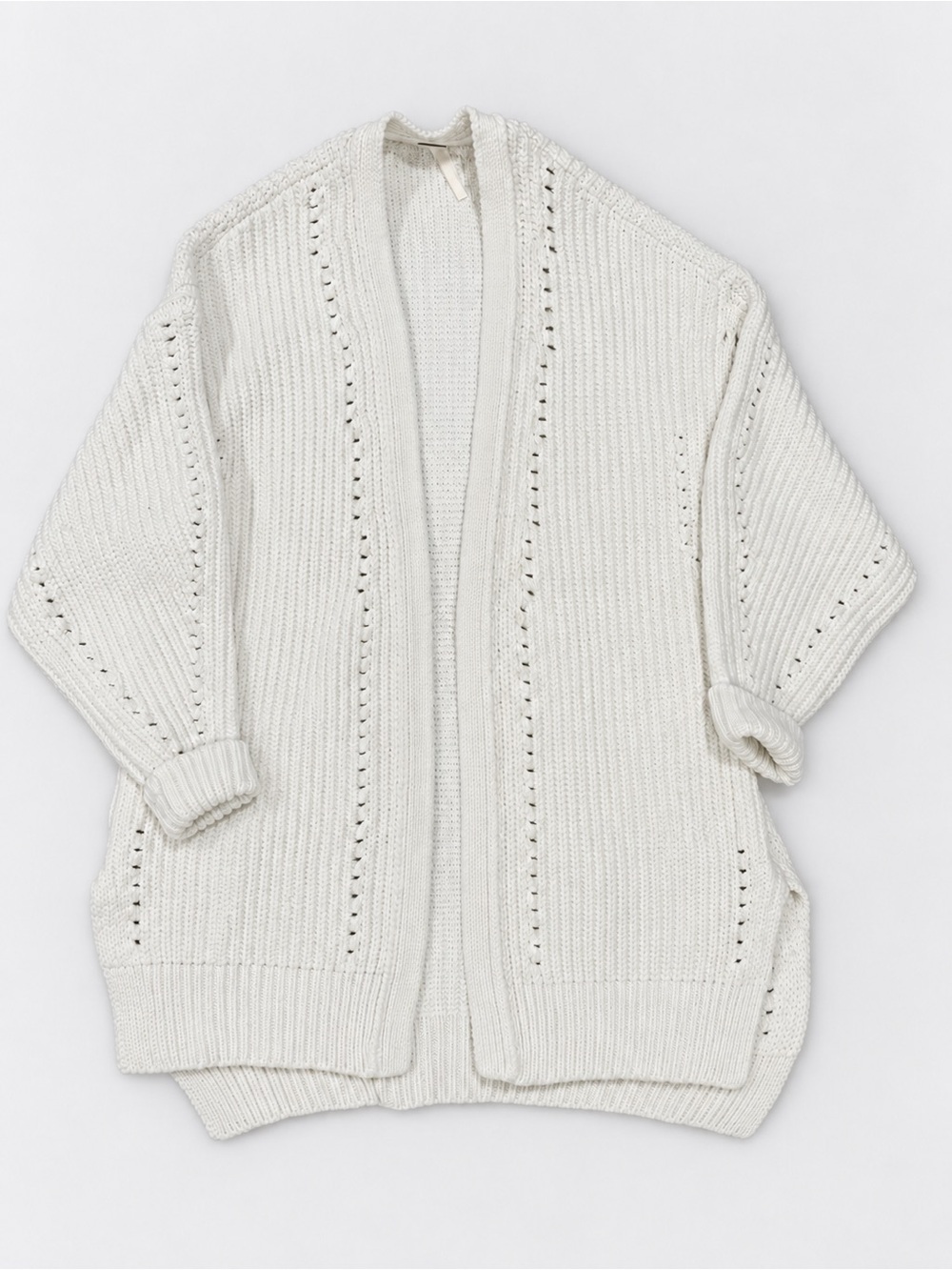 Free People Nightingale Cardigan Size S Ivory Chunky Knit Oversized Open Front